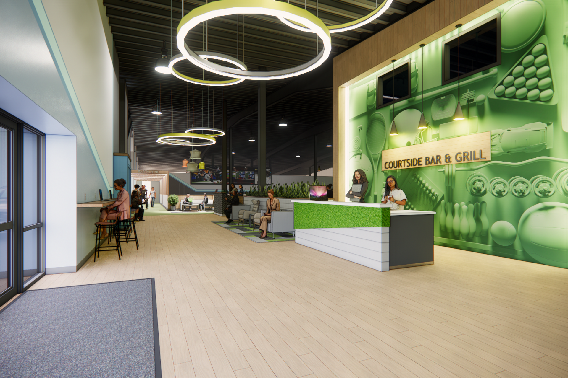 COURTSIDE BAR + GRILL AT THE WOLVES DEN